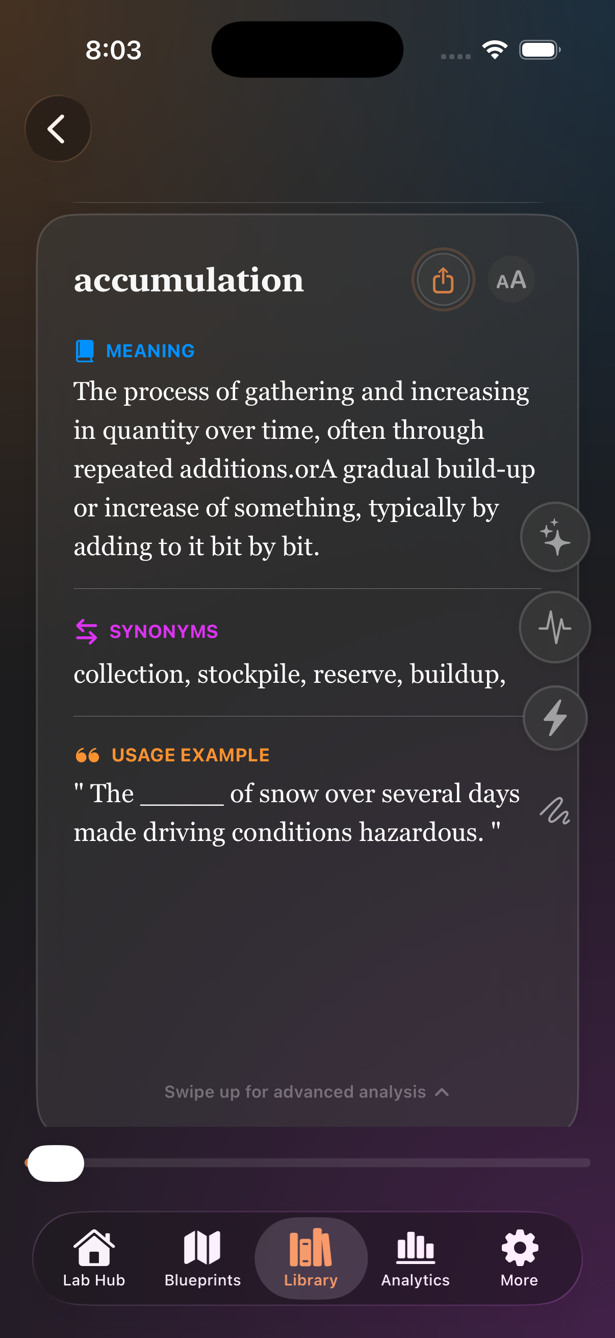 Word Lab Flashcard Details Screen